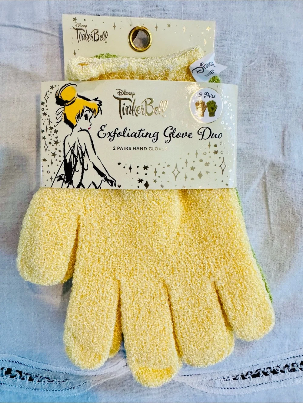 Tinker Bell Exfoliating Glove Duo and  4 pack Beekman 1802 goat milk soap p